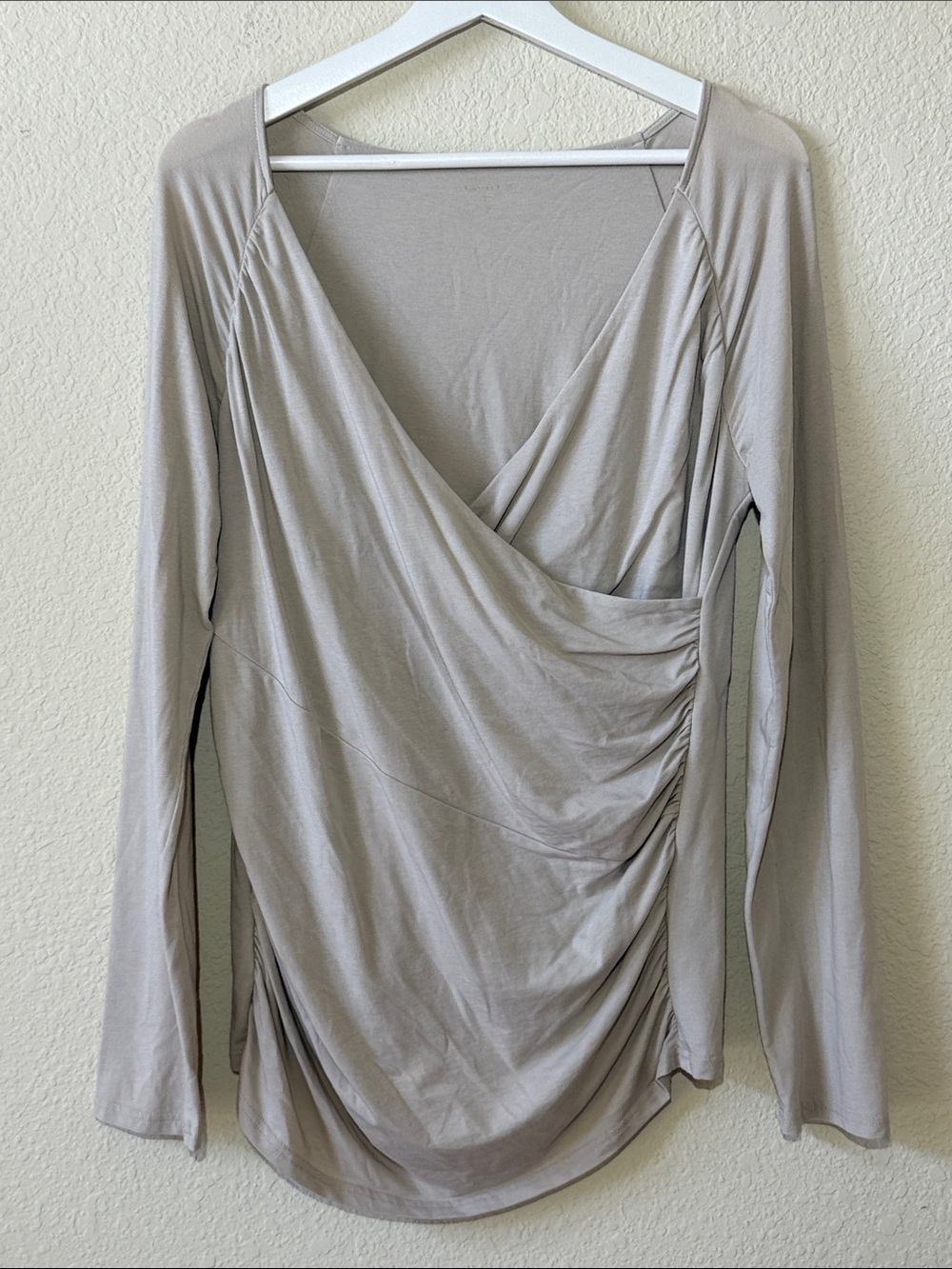 Garnet Hill Faux Wrap Top Light Taupe